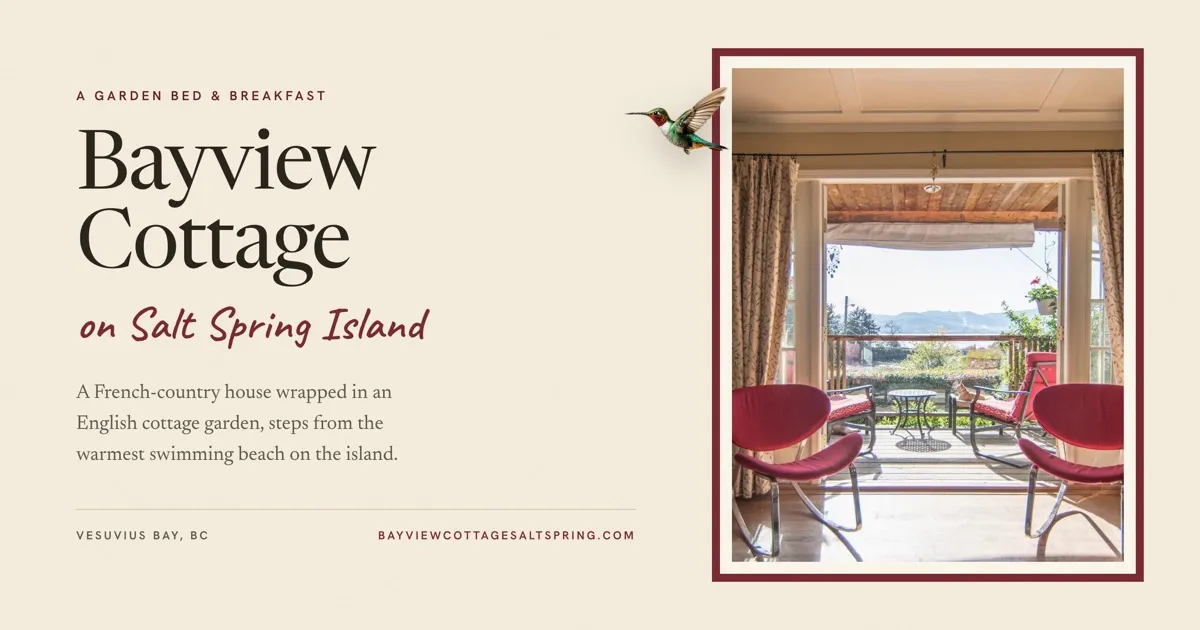 Bayview Cottage, a garden bed and breakfast on Salt Spring Island