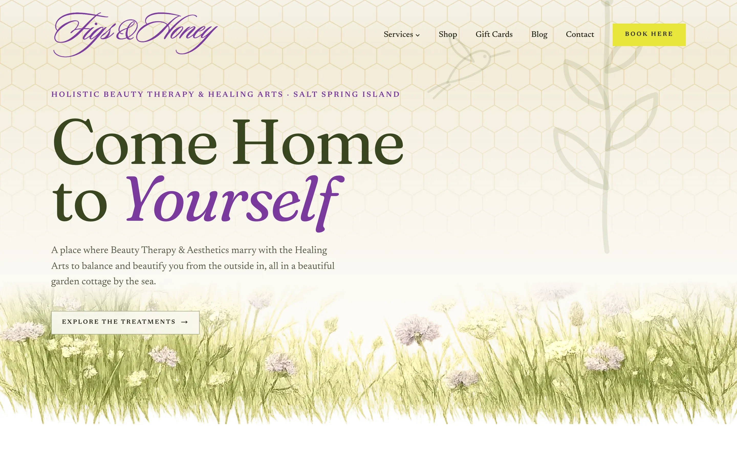 Figs & Honey website hero on desktop