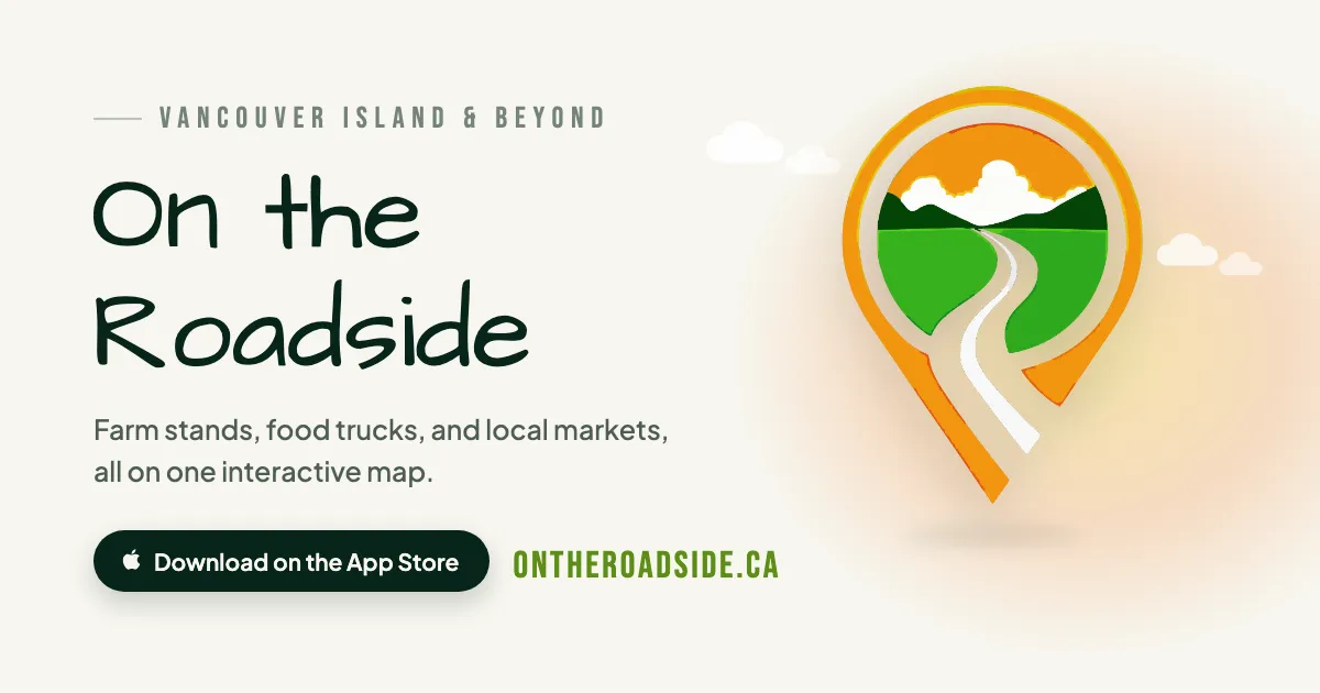On the Roadside: farm stands, food trucks and local markets on one interactive map, with a Download on the App Store button