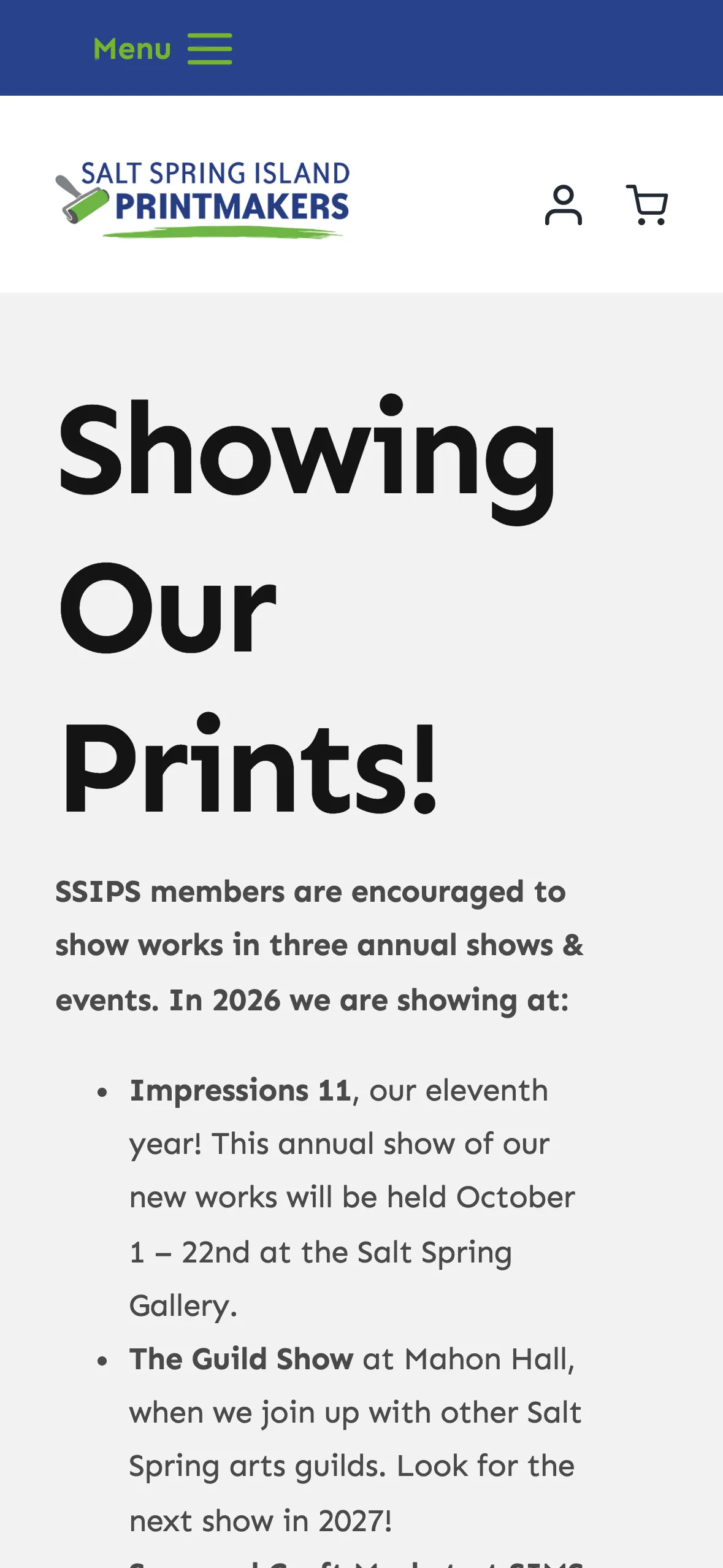 Salt Spring Island Printmakers on mobile