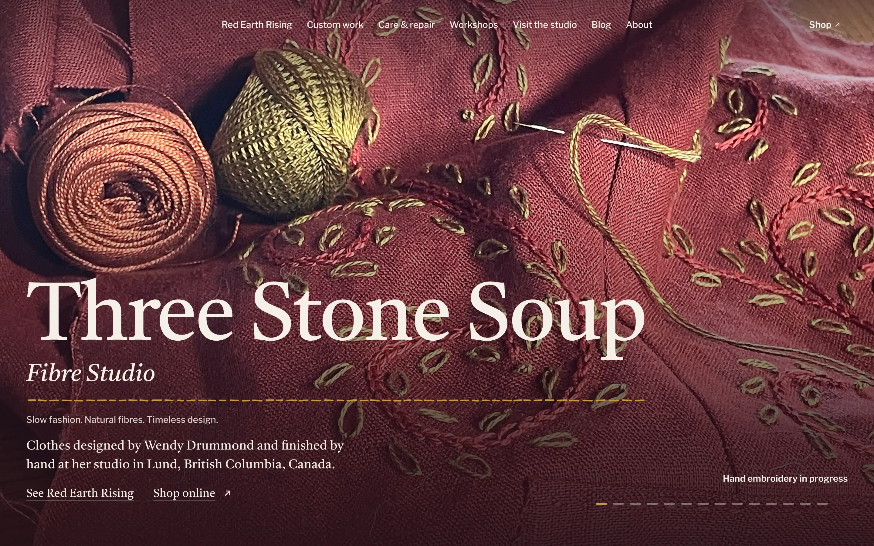 Three Stone Soup Fibre Studio website
