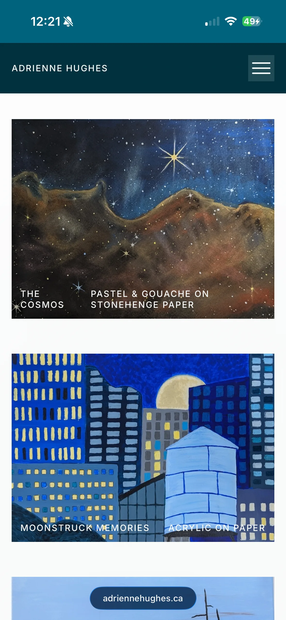Adrienne Hughes gallery on mobile