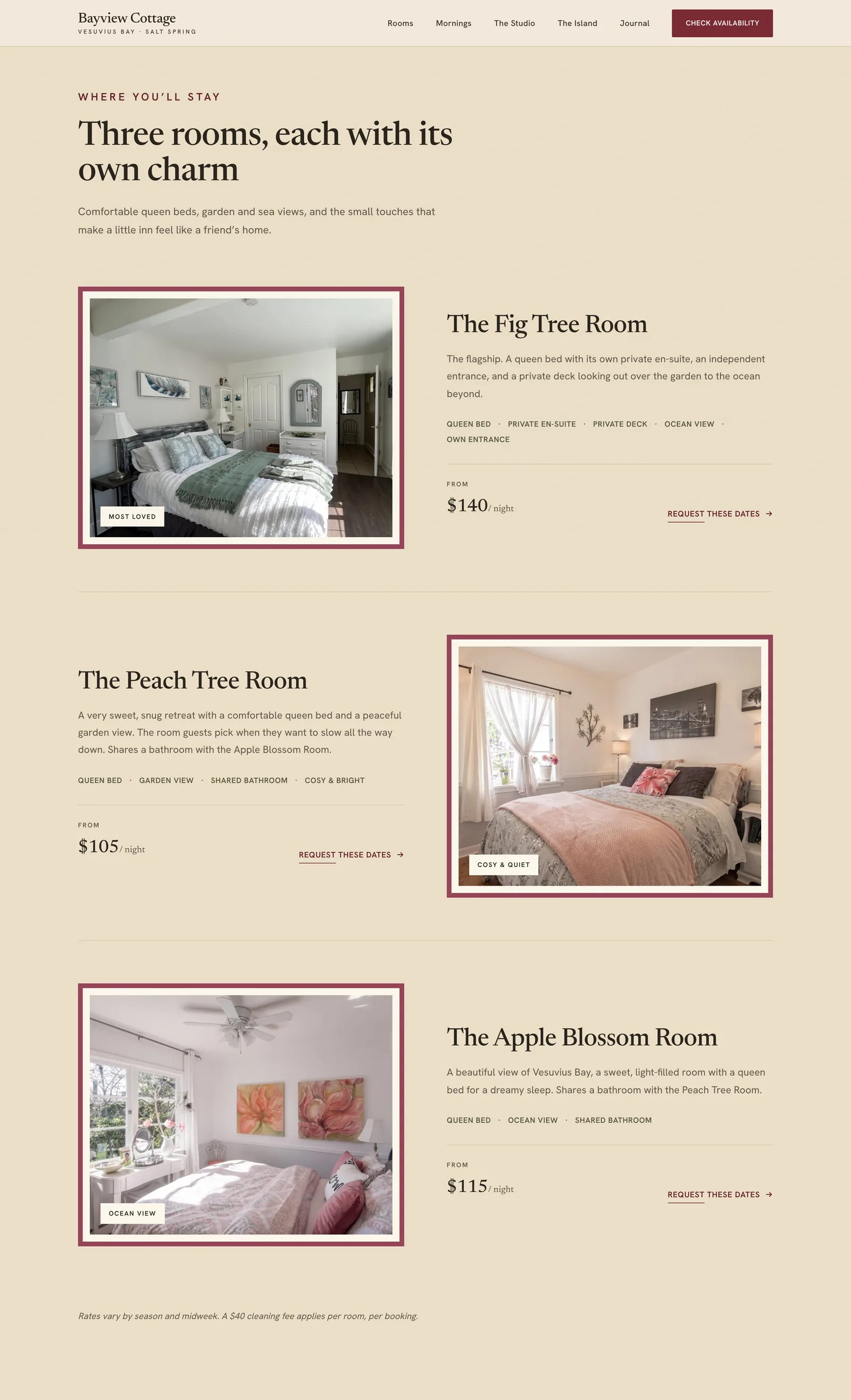 The three rooms with real photography
