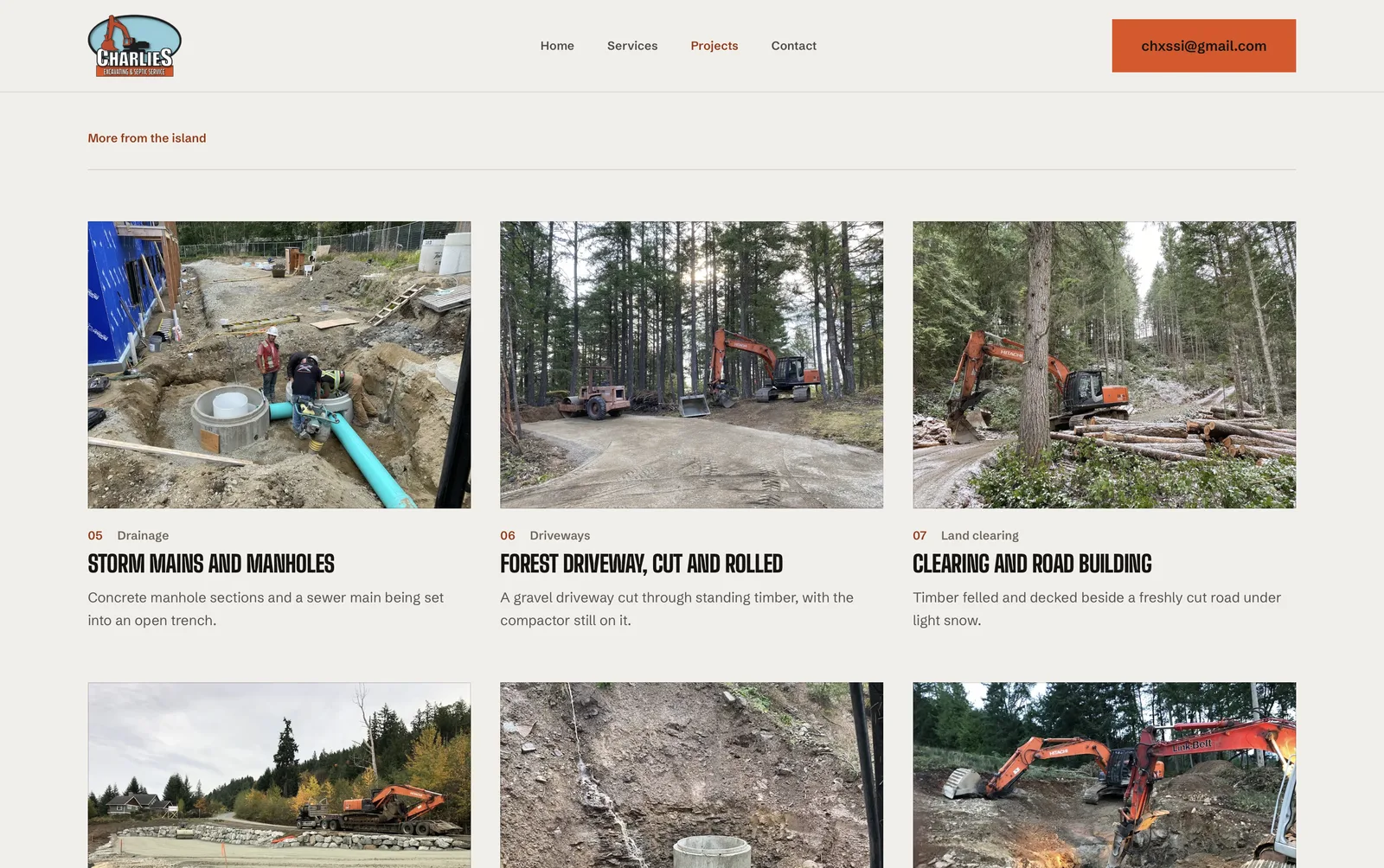 The projects page