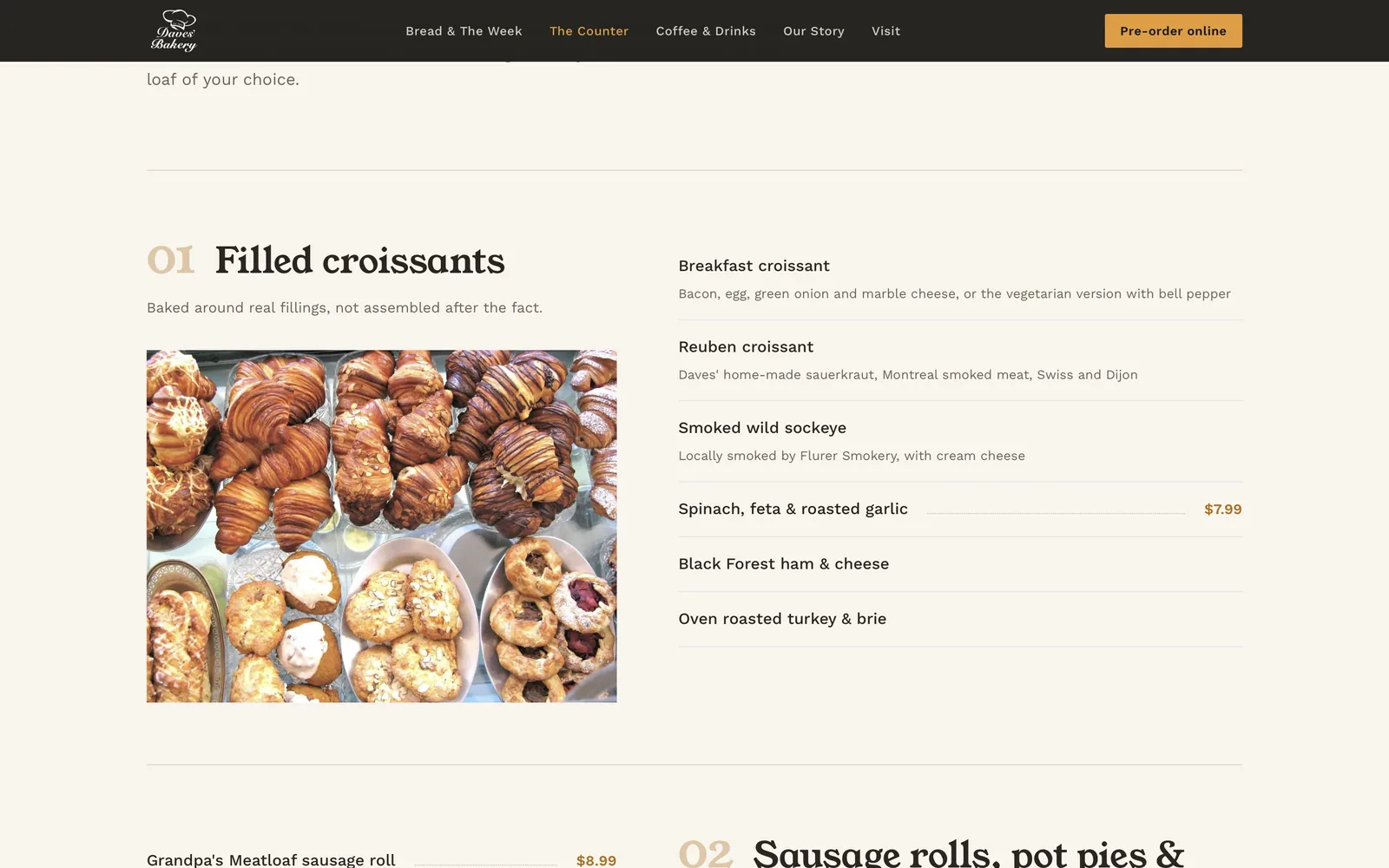 The counter page with real Square catalog prices