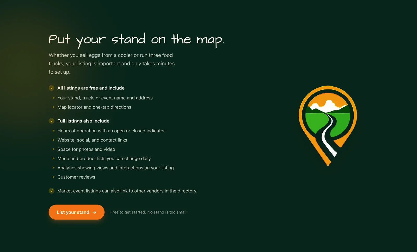 Put your stand on the map: what free and full listings include