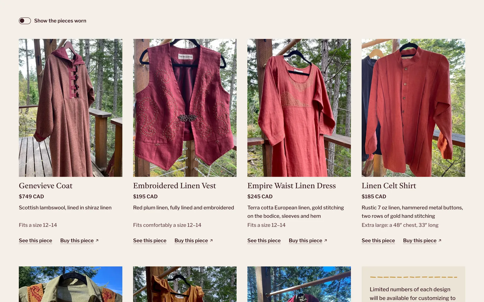 The Red Earth Rising collection on the homepage, each piece at its Square price in Canadian dollars