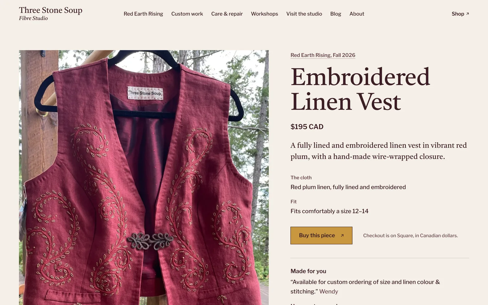 The Embroidered Linen Vest on its own page